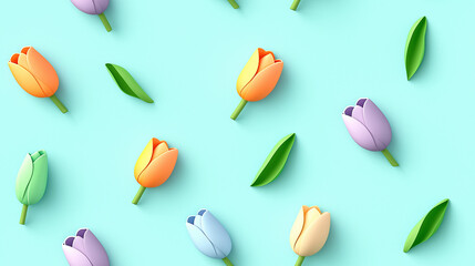 Cute tulip pattern, simple flat illustration