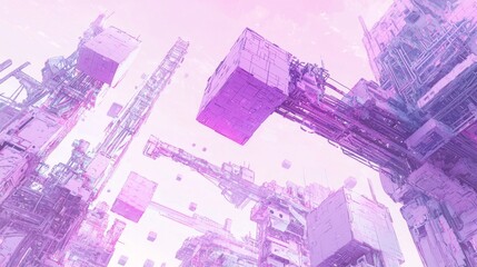 Obraz premium Technological Evolution - Abstract Robotic Crane Painting in Ink Brush Style