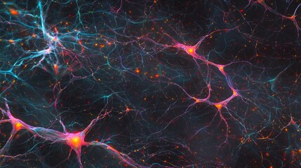 Obraz premium Illuminated Data Filaments: A Synthetic Neuronal Tapestry Cinematic Artwork