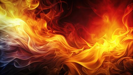 Fiery abstract background in shades of yellow, orange, black, coral, and burgundy, fire, vibrant, colors, abstract, background