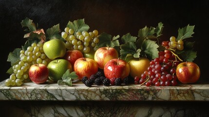 Fresh and Colorful Arrangement of Various Fruits on a Table