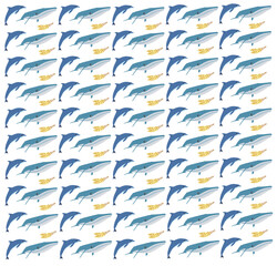 whale, dolphin with fruit as a pattern background