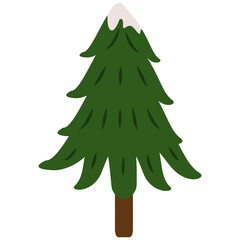 Winter Christmas Tree. Vector New Year set with christmas trees. Evergreen trees with balls, stars and garlands. Fir trees for Christmas.