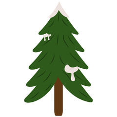 Winter Christmas Tree. Vector New Year set with christmas trees. Evergreen trees with balls, stars and garlands. Fir trees for Christmas.
