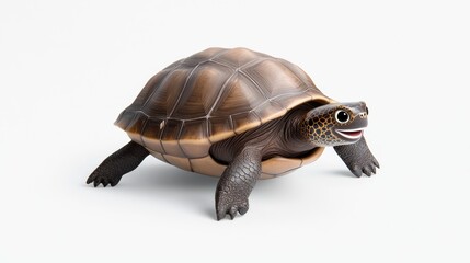 Fototapeta premium A realistic turtle figurine on a white background.