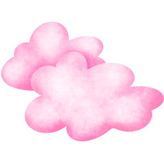 Two pink clouds stacked on top of each other, painted in watercolor