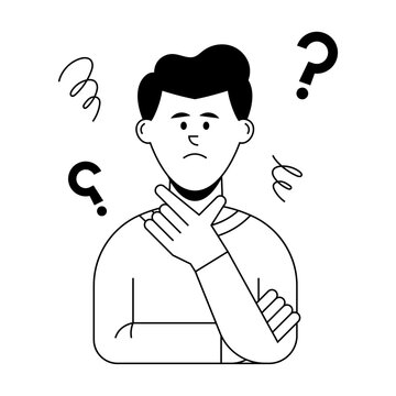 Hombre confundido. Expresi&oacute;n de duda, desconcierto, confusi&oacute;n, incertidumbre. Ilustraci&oacute;n vectorial