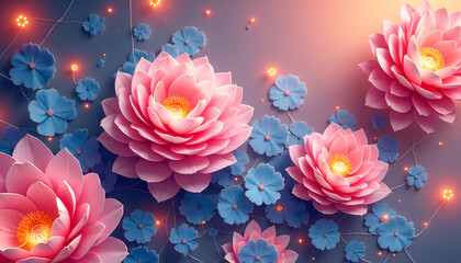 Dynamic Korean Hanbok Floral Patterns with Pastel Gradients