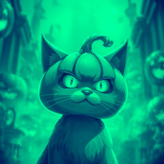 Obraz premium Pumpkin Cat Looking Down At His Next Prey 