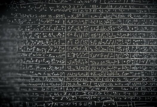 blackboard mathematics inscribed physics formulas calculations scientific