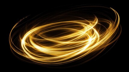 Golden Abstract Swirls: Light Trails, Energy, Motion