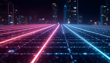 Futuristic Grid with Gradient Lines and Metallic Sheen