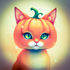 Fototapeta premium Soft Pumpkin Cat With Green Eyes