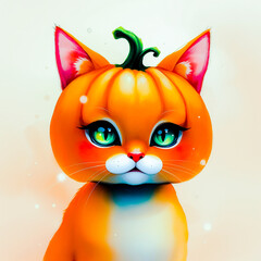 Obraz premium Soft Pumpkin Cat With Green Eyes