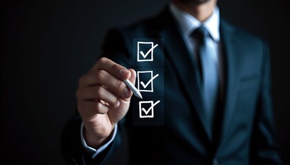 Businessman Checking Tasks on Checklist.