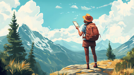 Sense of wanderlust preparation for adventure. Wanderlust. Illustration