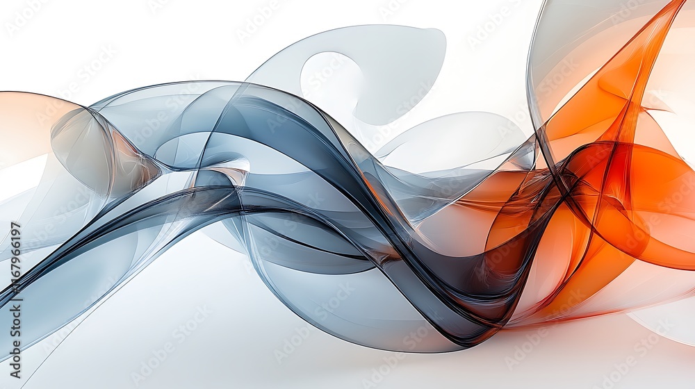 Poster an intricate abstract composition with layers of transparent shapes, overlapping to create a visuall
