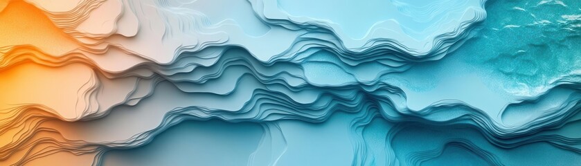 Fototapeta premium A vibrant abstract design featuring layered textures in orange and blue, creating a visually appealing and dynamic composition.