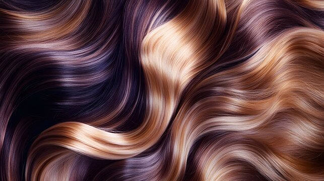 Wavy brown blonde hair strands texture background
