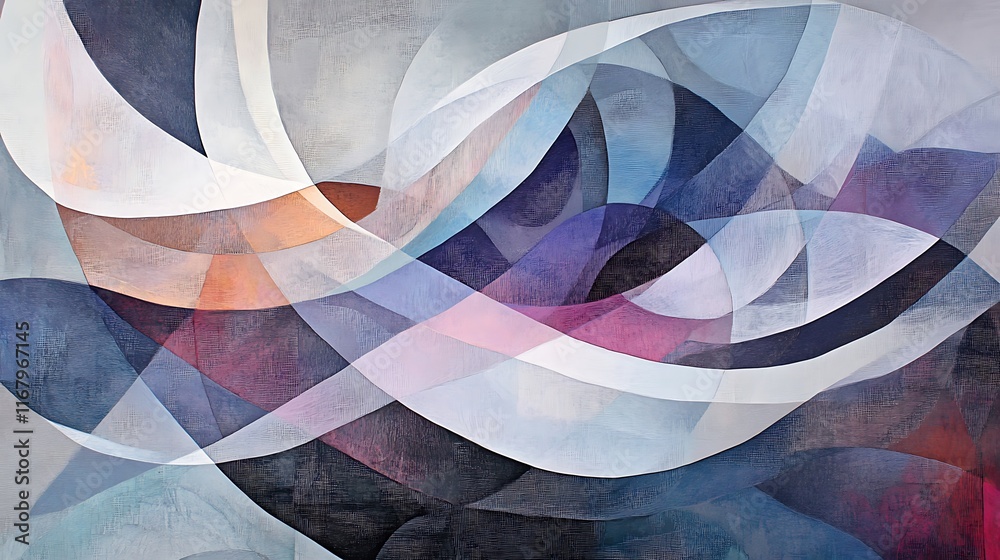 Aufkleber an intricate abstract composition with layers of transparent shapes, overlapping to create a visuall