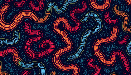Obraz premium Dynamic Hand-Drawn Squiggles in Bold Contrasting Tones