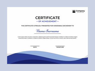Elegant blue color certificate vector design template