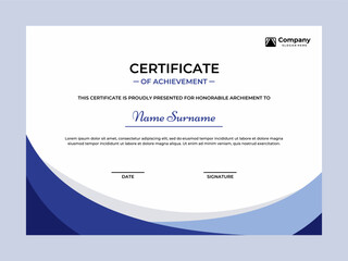 Elegant blue color certificate vector design template