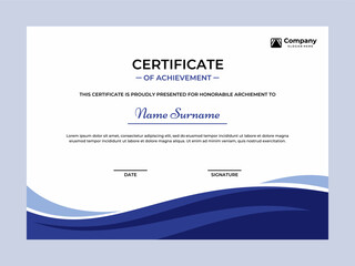 Elegant blue color certificate vector design template