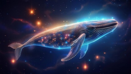 Cosmic Whale: Space Nebula Art - Surrealism