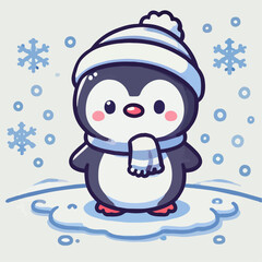 Illustration of a penguins on a snow