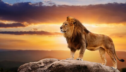 Majestic Lion at Sunset, African Savanna - Wildlife Photography