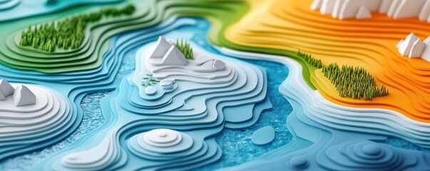 Water resource board flat design top view hydrology