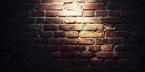Illuminated Brick Wall Texture: Dark, Rustic Background