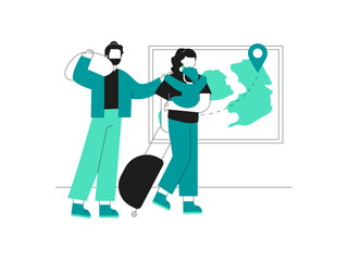 Family migration. Migration illustration. Flat vector illustration