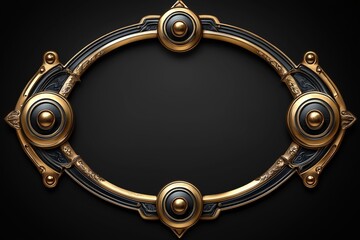 Fototapeta premium Elegant Ornate Gold And Black Oval Frame Design