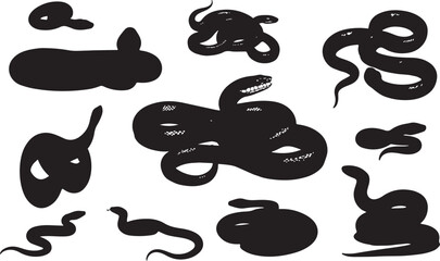 Sea Snake Silhouette: Sleek Marine Reptile Illustration in Minimal Vector Art