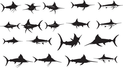 Swordfish Silhouette: Iconic Marine Predator with Distinctive Bill in Vector Art