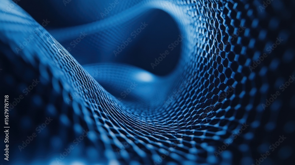 Poster Abstract blue hexagonal wave pattern background.