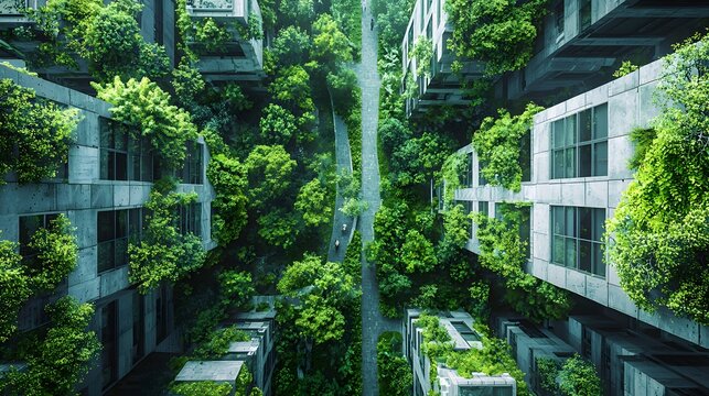 Sustainable Urban Development Green Architecture Cityscape Contemporary Design Aerial View Eco-Friendly Concept