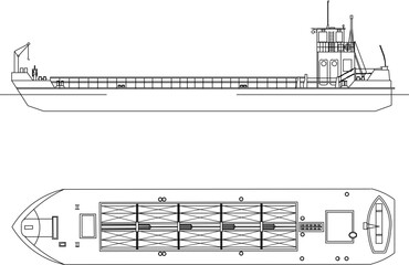 Vector sketch illustration silhouette design detail of offshore oil tanker ship for industry.eps