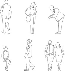 Vector sketch of silhouette design of worker in casual formal wear.eps