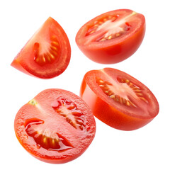 Tomato slices isolated on white on white background