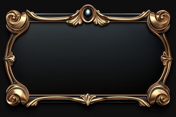 Elegant Black Plaque with Ornate Gold Frame