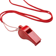Red whistle on white background