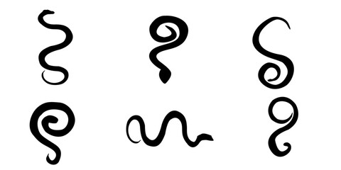 Graphic set silhouette of snake on black vector design. icon of a snake on black vector design concept.