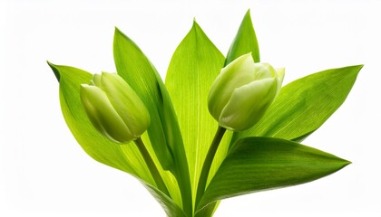 Fototapeta premium Tulip green on white background isolated. Beautiful flower.