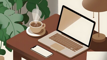 Fototapeta premium A flat and artistic isometric illustration with grain noise.