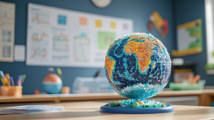 Colorful Educational Globe Model for Classroom Learning and Teaching