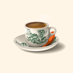 Fototapeta premium Nanyang Kopitiam Traditional Coffee Cup with Saucer.