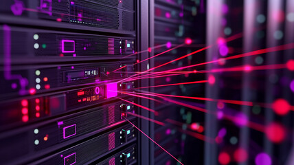 ICT - information and telecommunication technology and IOT - internet of things concepts. Diagrams with icons on server room backgrounds
